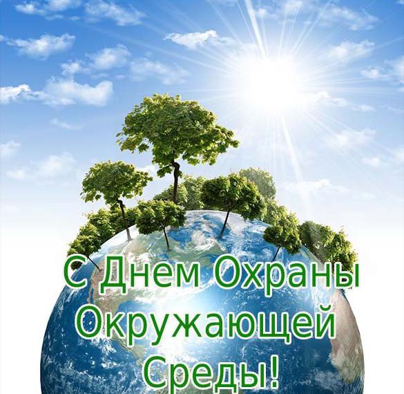 Открытки С днем охраны окружающей среды земной шар с  и солнце с небом. 